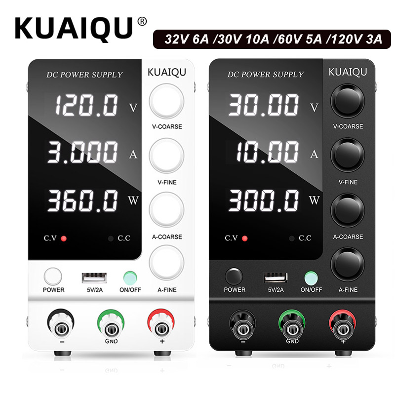 High Precision Adjustable Lab Power Supply 120V 3A - مصدر طاقة مختبري KUAIQU بتيار مستمر